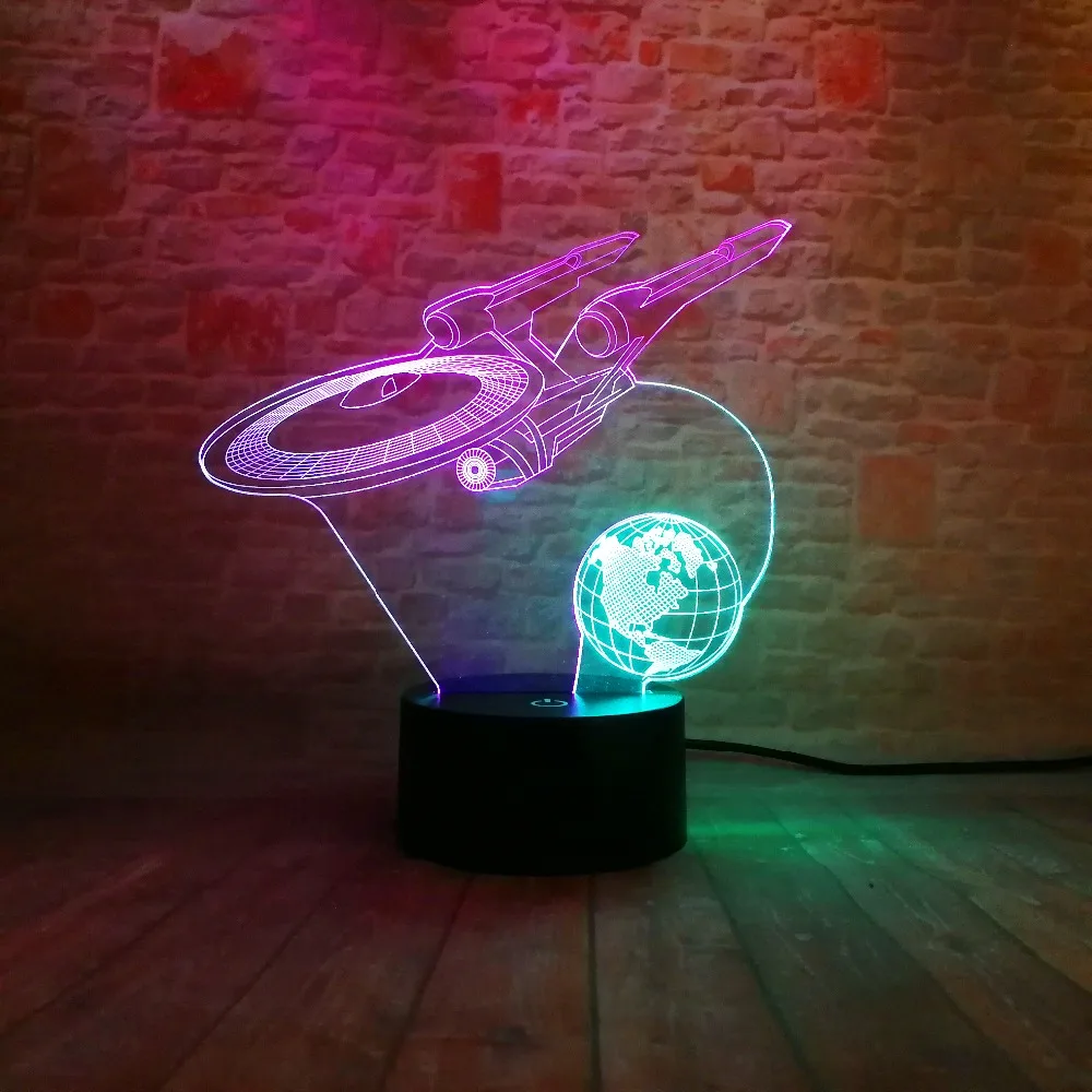 Креативные 3D видения космический корабль Космический боец земля 7 красочных
