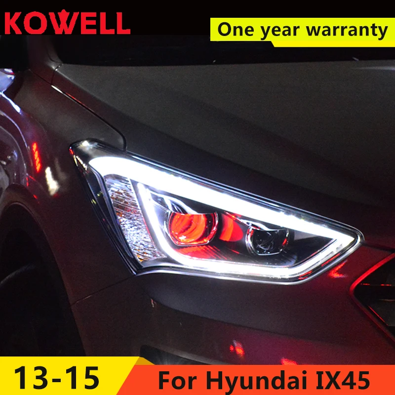 

Автомобильный Стайлинг KOWELL для Hyundai IX45 светодиодный ные фары, новые фары SantaFe, линзы DRL, двойной луч H7, HID Ксеноновые Биксеноновые линзы