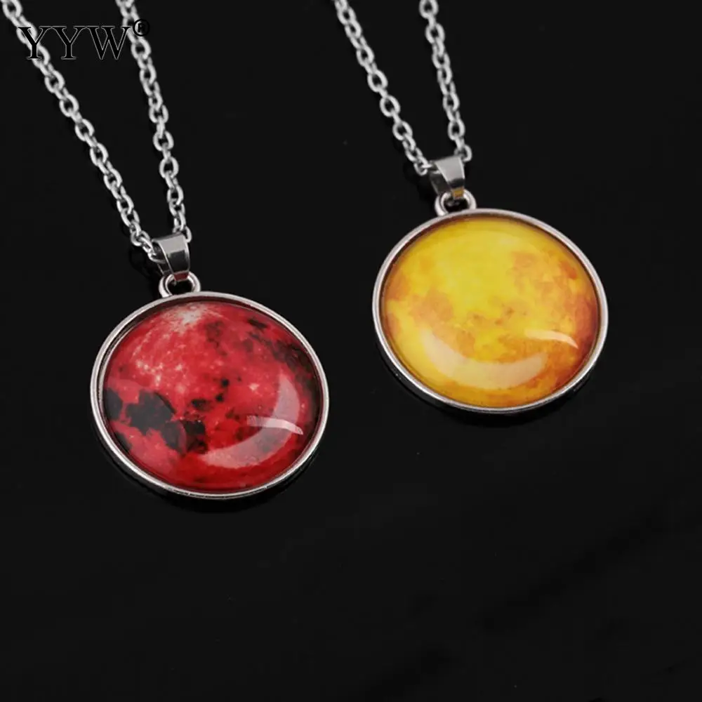 Glass Dome Lunar Eclipse Necklace Luminous Jewelry Full Moon Pendant Glow In The Dark Women Men Gift | Украшения и аксессуары