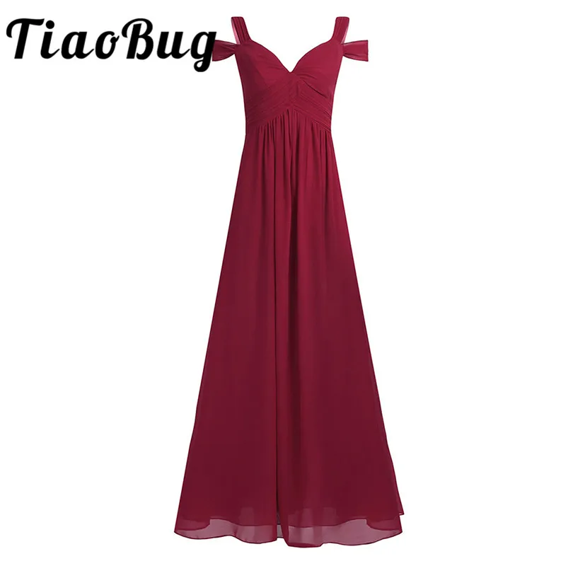 

Tiaobug Women Ladies Chiffon Off-The-Shoulder Bridesmaid Dresses Floor Length Formal Occasion Prom Gowns Bridesmaid Dresses
