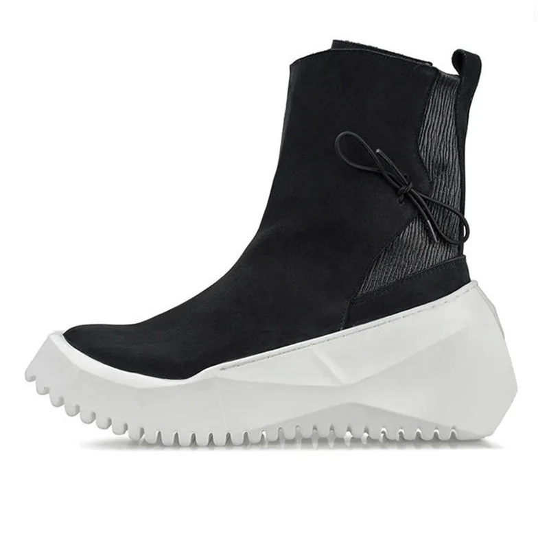 Ботинки мужские из натуральной кожи на толстой подошве в готическом