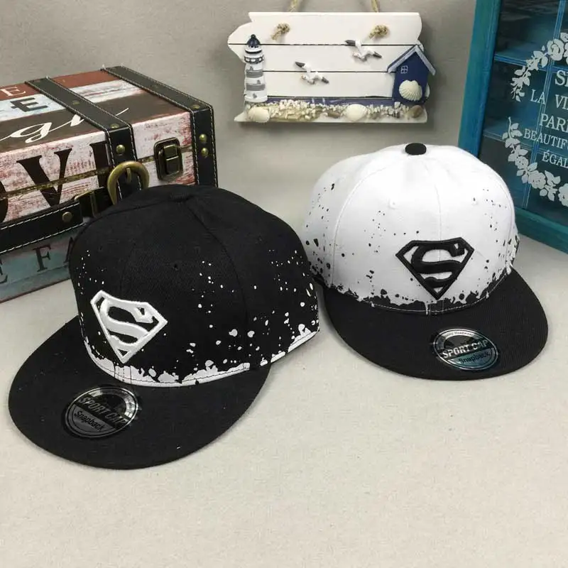 Бэтмен Супермен Детская Бейсбол Кепки плоским Snapback шляпа в стиле хип-хоп для мальчиков и девочек Шапки Регулируемая взрослых точки вышивка мультфильм Кепки s