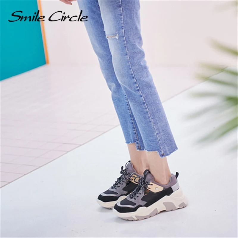 Женские замшевые кроссовки Smile Circle весенне осенняя Повседневная дышащая обувь на