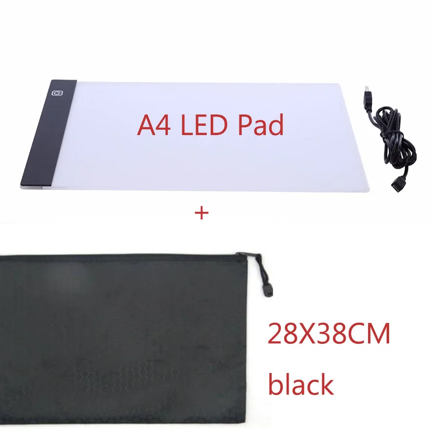 black and a4 Diamond аксессуары для рисования Рука молнии сумка для a4 светодиодный lightpad контейнер для хранения Diamant держатель для кистей инструменты - Цвет: black and a4