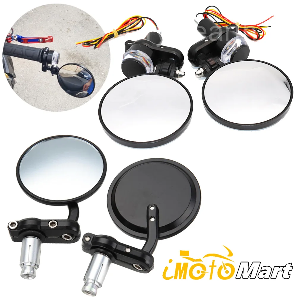 

7/8" 22mm Motorcycle Handle Bar End Mirrors Side Mirror Turn Signal Rear View Mirror For Honda Yamaha Suzuki Kawasaki Harley