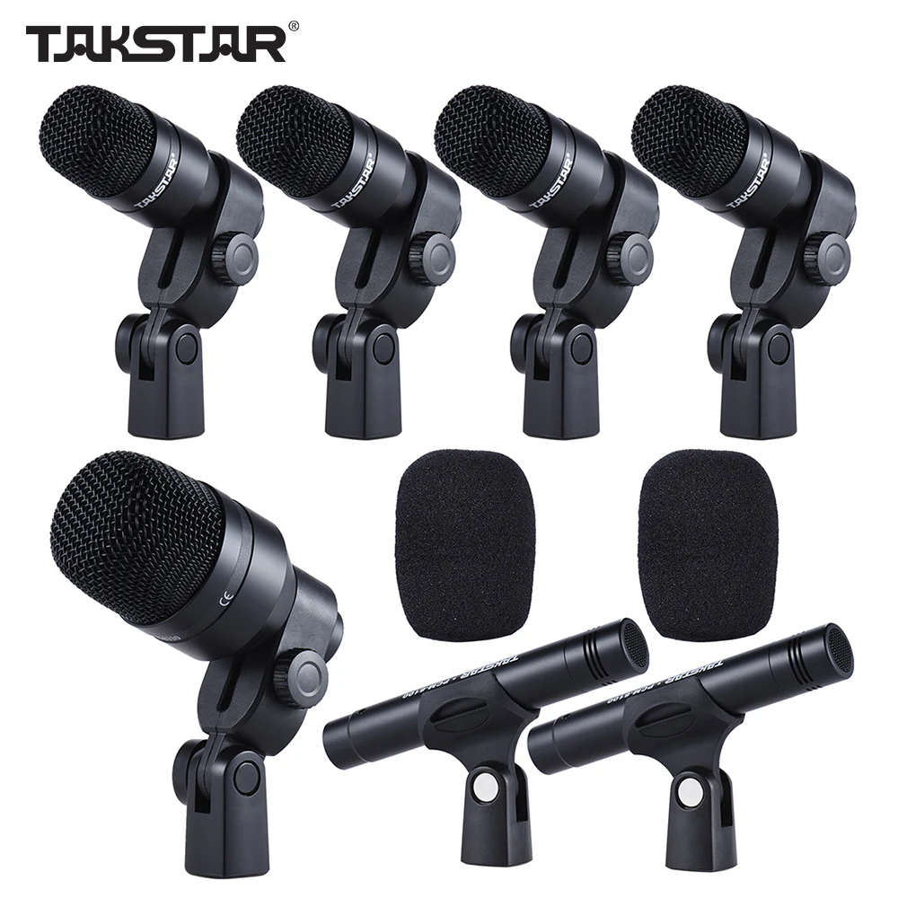 TAKSTAR DMS-D7 Professional Musical Instruments Drum Set Wired Microphone Mic Kit w/ Standard Mounting Accessories Carrying Case | Спорт и