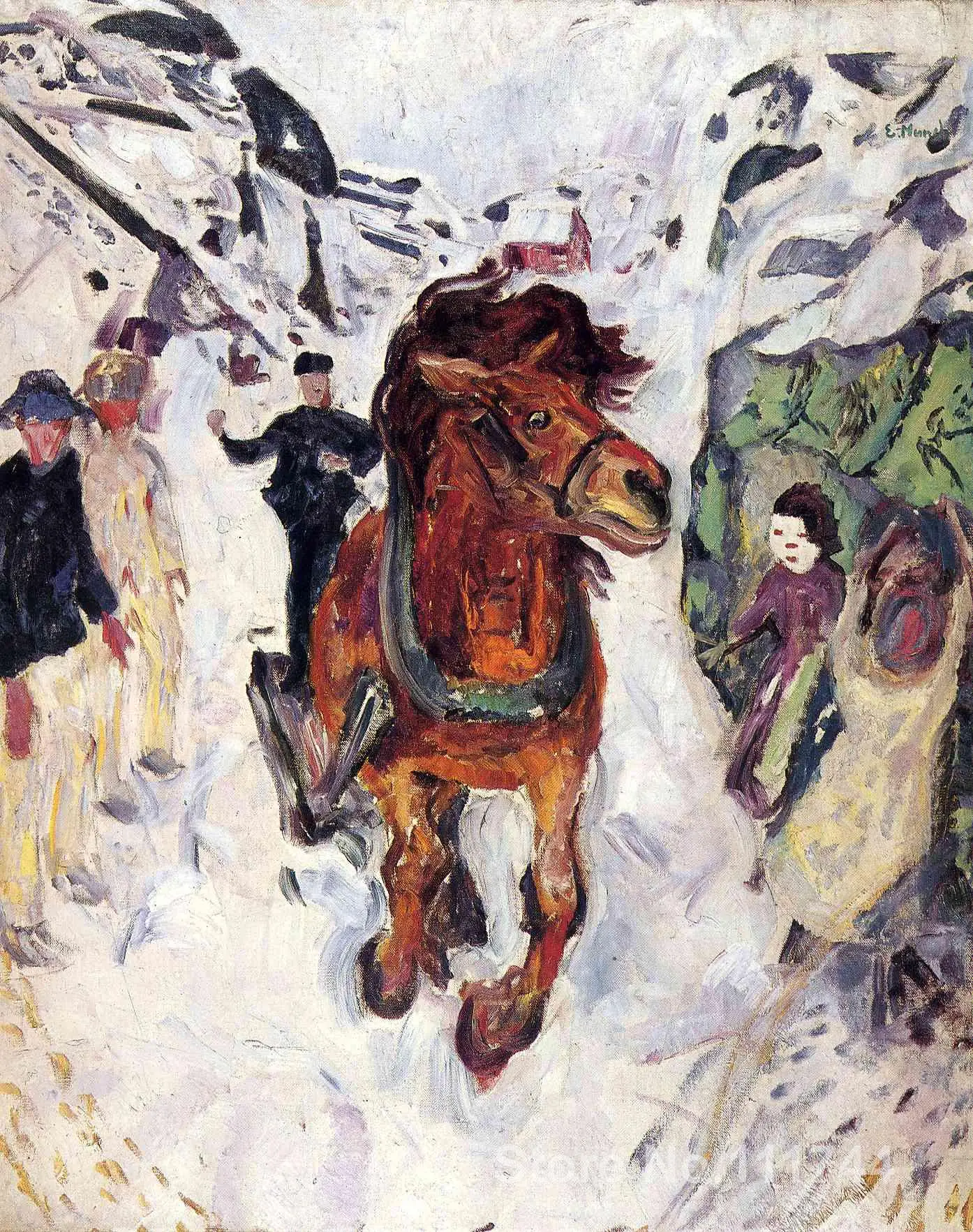 

modern art gallery.Galloping horse by Edvard Munch painting Handmade High quality