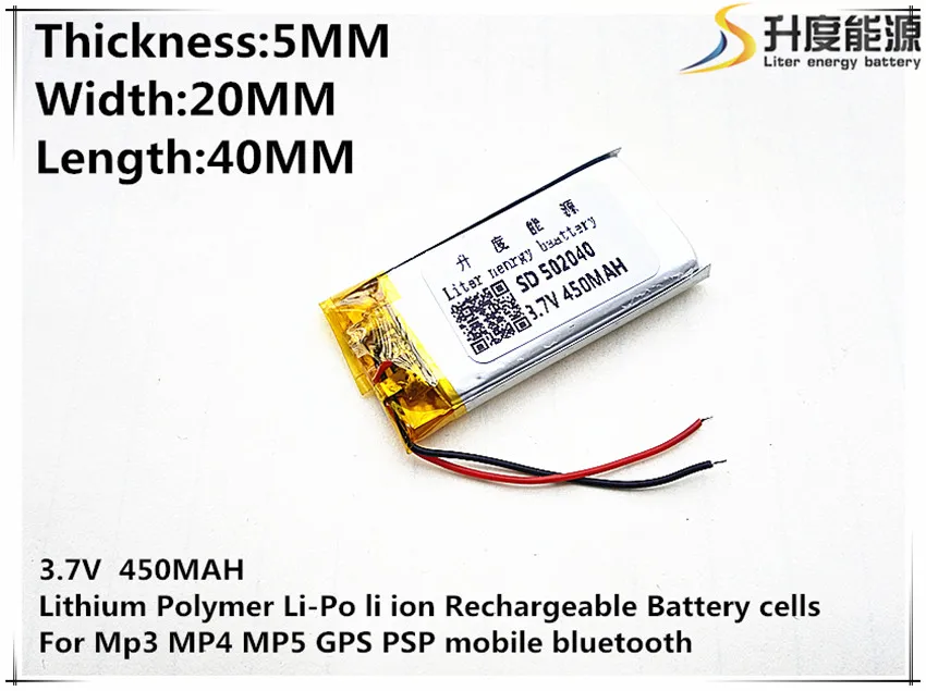 3 7 V 450mAh 502040 литий полимерный ионный аккумулятор для Mp3 MP4 MP5 GPS Мобильный