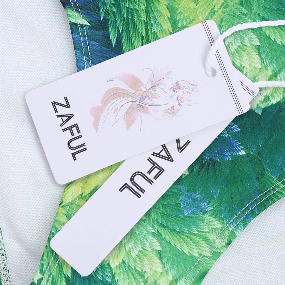 ZAFUL бикини на одно плечо с принтом в виде листьев комплект купальник для женщин со