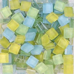 yellow blue green Цветные квадратные мозаичные бусины 200 шт. стеклянная мозаичная плитка мраморная камни самодельный фонарь ваза легкий коврик ремесла свадебный садовый орнамент - Цвет: yellow blue green