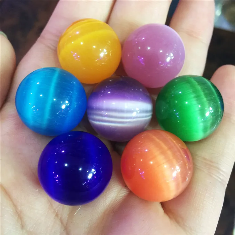 

7pcs Beautiful Cat Eye Crystal colorful ball multi-color Seven star array home decoration ball 20mm