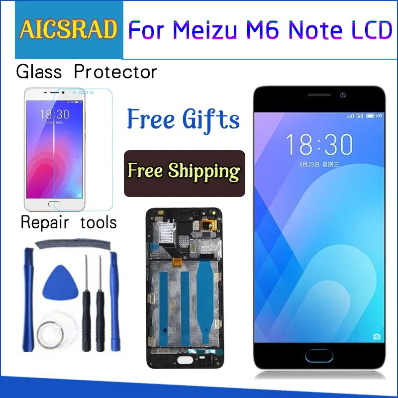 Сенсорный экран AICSRAD для Meizu M6 Note, дигитайзер + ЖК-дисплей для мобильного телефона Meizu Note 6 5,5 дюйма, черный, белый цвет Сенсорный экран AICSRAD для Meizu M6 Note, дигитайзер + ЖК-дисплей для мобильного телефона Meizu Note 6 5,5 дюйма, черный, белый цвет