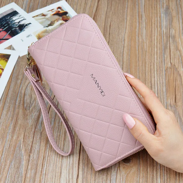 lightpink Большой Portomonee Мода кисточкой Длинные кожаные для женщин кошелек держатель для карт Валле Cuzdan Walet телефон мешок денег Портмоне портфолио - Цвет: lightpink