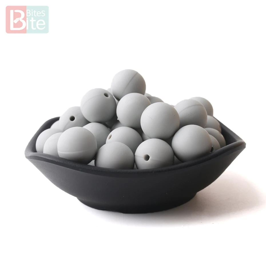 Light Grey Кусачки 12 мм 30 шт. Силиконовые Бусины DIY Детские Прорезыватели для зубов аксессуары для изготовления детских прорезывателей мягкие бусины без бисфенола цвет - Цвет: Light Grey