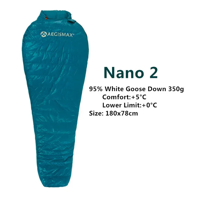Nano 2 350g AEGISMAX уличный кемпинговый ультра-светильник для мам 95%, 800FP, спальный мешок на гусином пуху, весенний, осенний, зимний тент, светильник, спальный мешок - Цвет: Nano 2 350g
