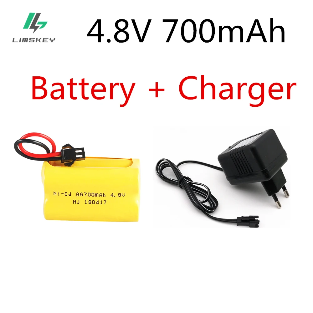 4.8v 700mah Rechargeable Ni-Cd AA 4.8v Bateria with Charger 4.8v nicd ni cd battery pack 4.8v 700mah for RC boat model car toy