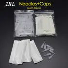 1R (иглы + Наконечники по 50 шт.) рекламная профессиональная машинка для перманентного макияжа, иглы для бровей с наконечниками