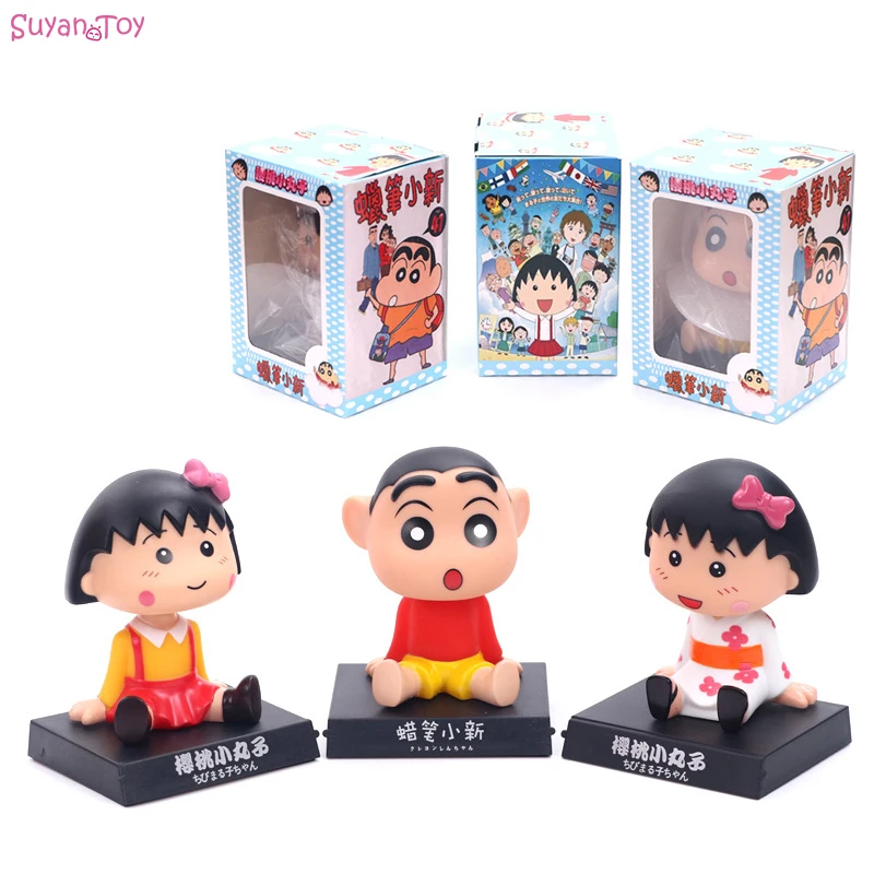 Милые фигурки Chibi Maruko Chan украшение автомобиля из ПВХ Crayon Shinchan Shake Head Holder
