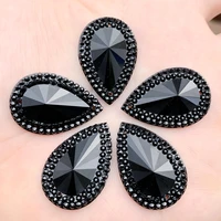 24pcs 2030mm strass black drop resin gems flat back for crystal crafts scrapbooking diy beaded creations s677