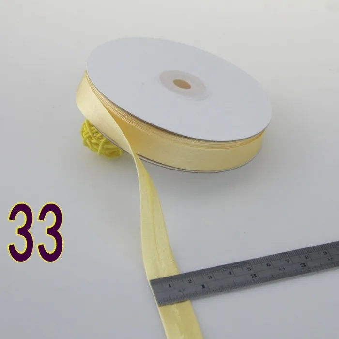 33 light yellow Полиэфирная атласная косая связывающая лента Размер: 15 мм, ширина: 5/" 20 метров/картон 1,5 см косая лента из блестящего хорошего сатина - Цвет: 33 light yellow