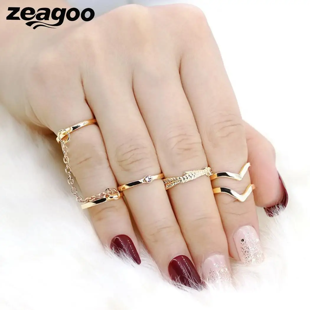 Zeagoo модные цепочка на палец сплавные кольца для женские комбинированные