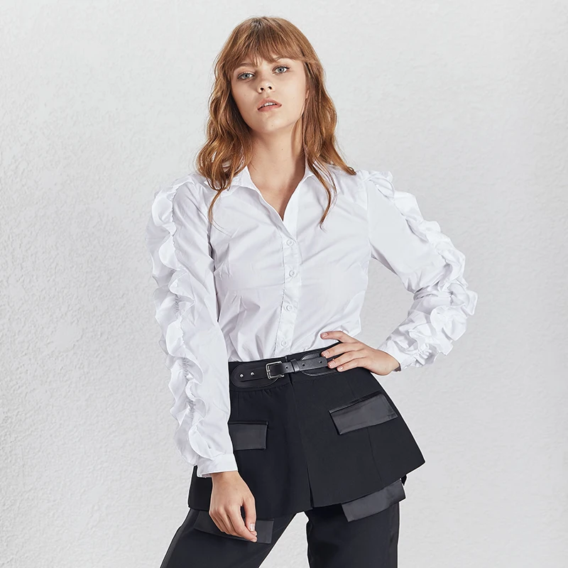 TWOTWINSTYLE повседневная однотонная летняя блузка Топ для женщин 2020 новая мода v