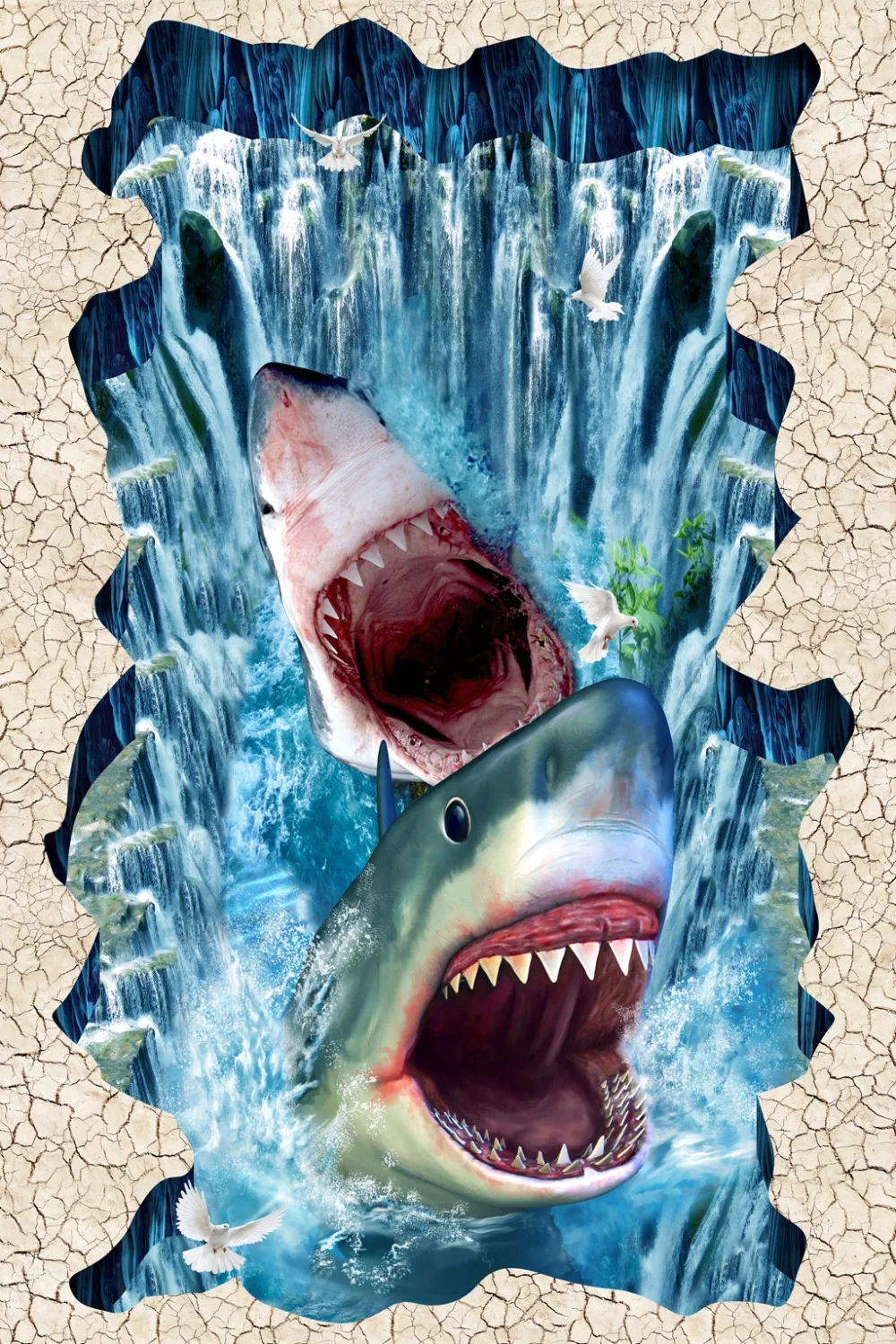 Затемняющие шторы с изображением океанского водопада 3D занавески для