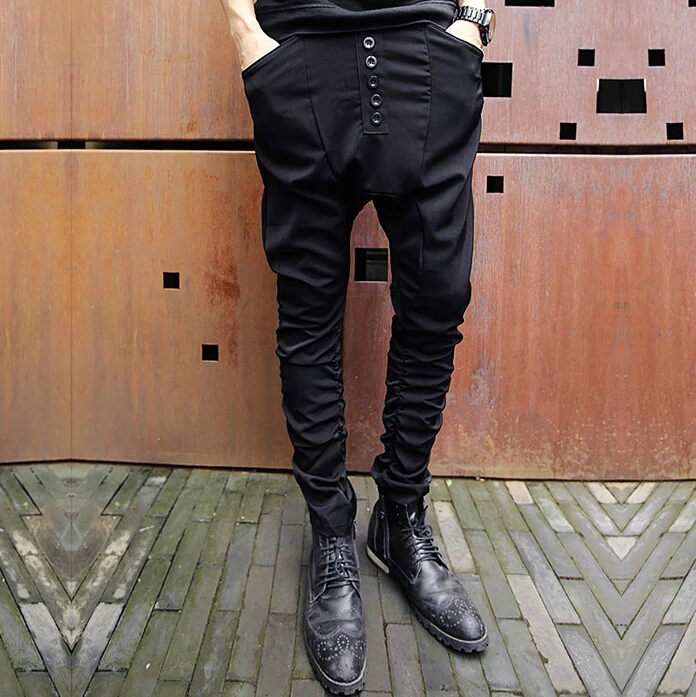 Hairdresser England autumn men's male models elastic feet Slim casual harem pants boys trousers stage costumes trousers
