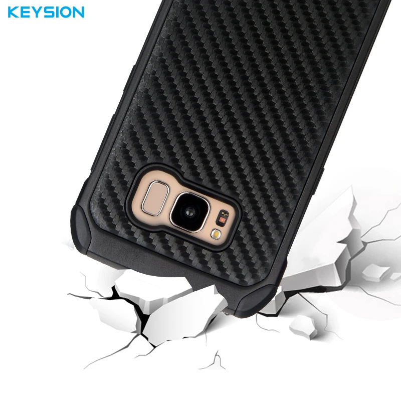 Чехол KEYSION для Samsung Galaxy S8 Plus углеродное волокно текстурный ПК + ТПУ 2 в 1