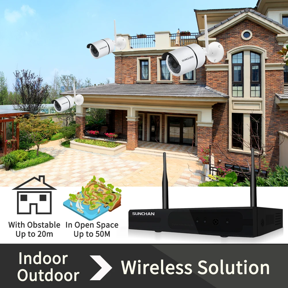 SUNCHAN 4CH CCTV система 960P NVR 4 шт. 1.3MP ИК наружная P2P беспроводная IP камера безопасности