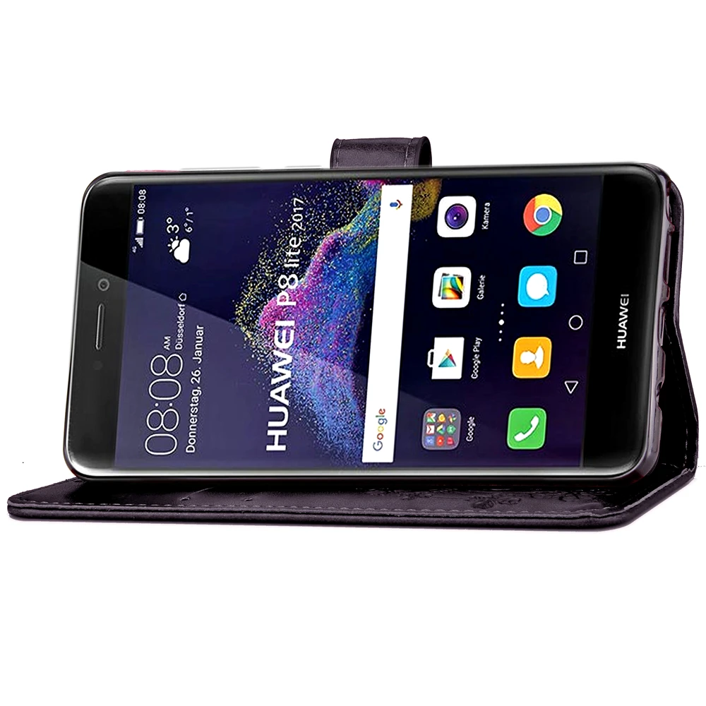 Phone Case For Huawei P8 Lite P8lite 2017 Flip PU Leather Back Cover Silicone With Tempered Glass Wallet Coque Funda | Мобильные