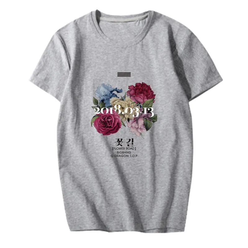KPOP Корейская мода BIGBANG новый альбом цветок дорога GD G-Dragon T.O.P хлопковая Футболка