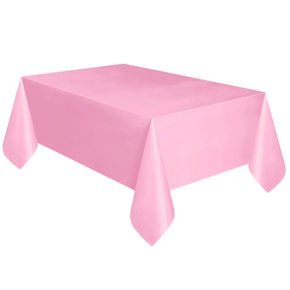 

137*183cm Plastic Disposable Tablecloth Solid Color Wedding Birthday Party Table Cover Rectangle Desk Cloth Wipe Covers sale @A