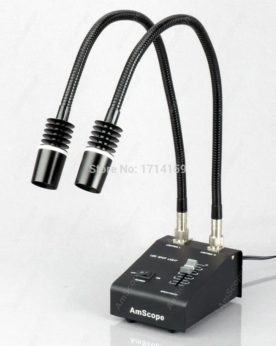 AmScope Suuplies 7X 45X LED Два гусиная шея свет зум стерео микроскоп + 9MP USB Цифровая камера