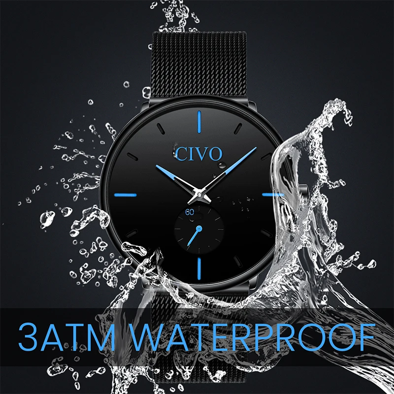 Reloj Hombre, новинка, CIVO, мужские часы, Топ бренд, роскошные, водонепроницаемые, кварцевые, наручные часы, модные, повседневные, ультра тонкие часы, мужские часы