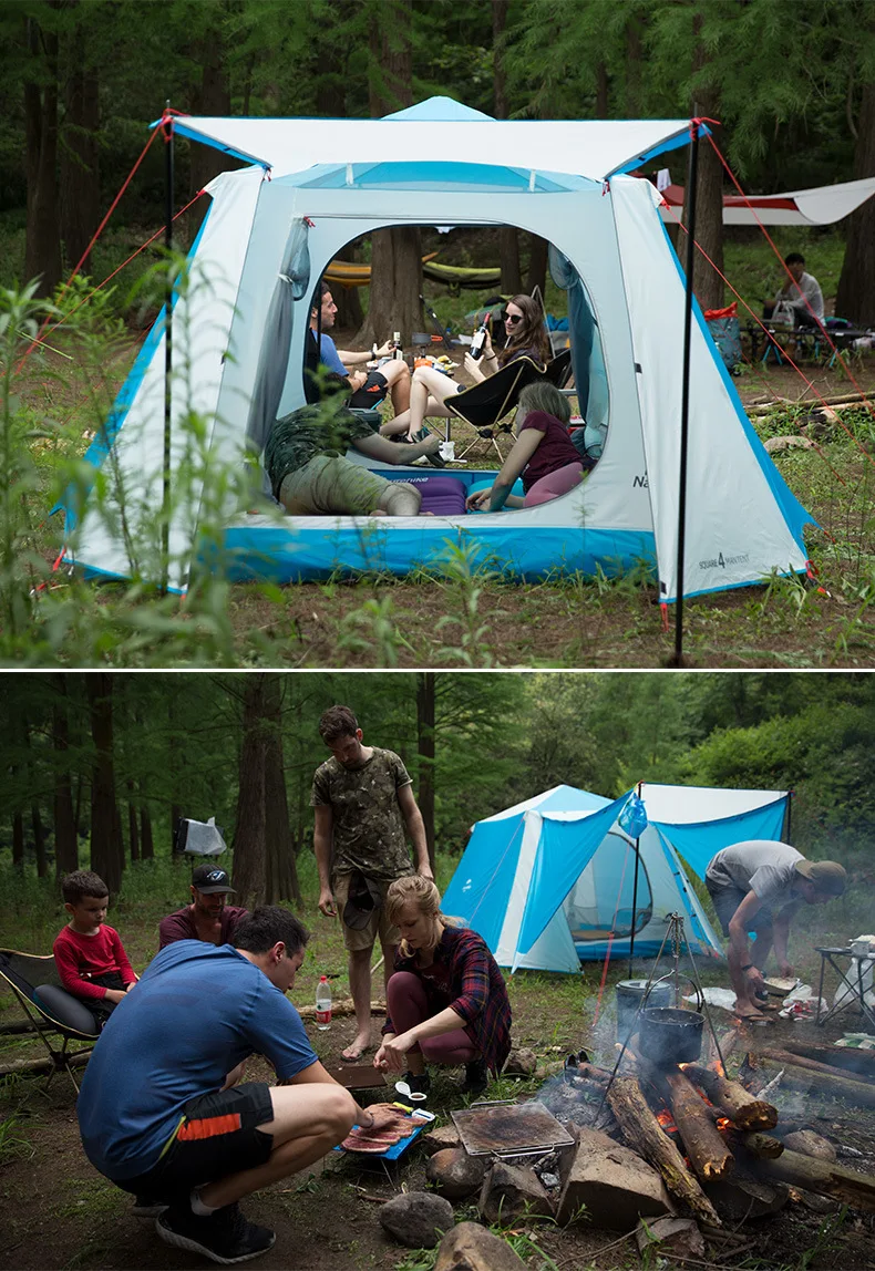 Naturehike большая семейная палатка 4-6 человек Автоматическая открытая Водонепроницаемая одна спальня и две гостиные для отдыха на открытом воздухе Кемпинг путешествия