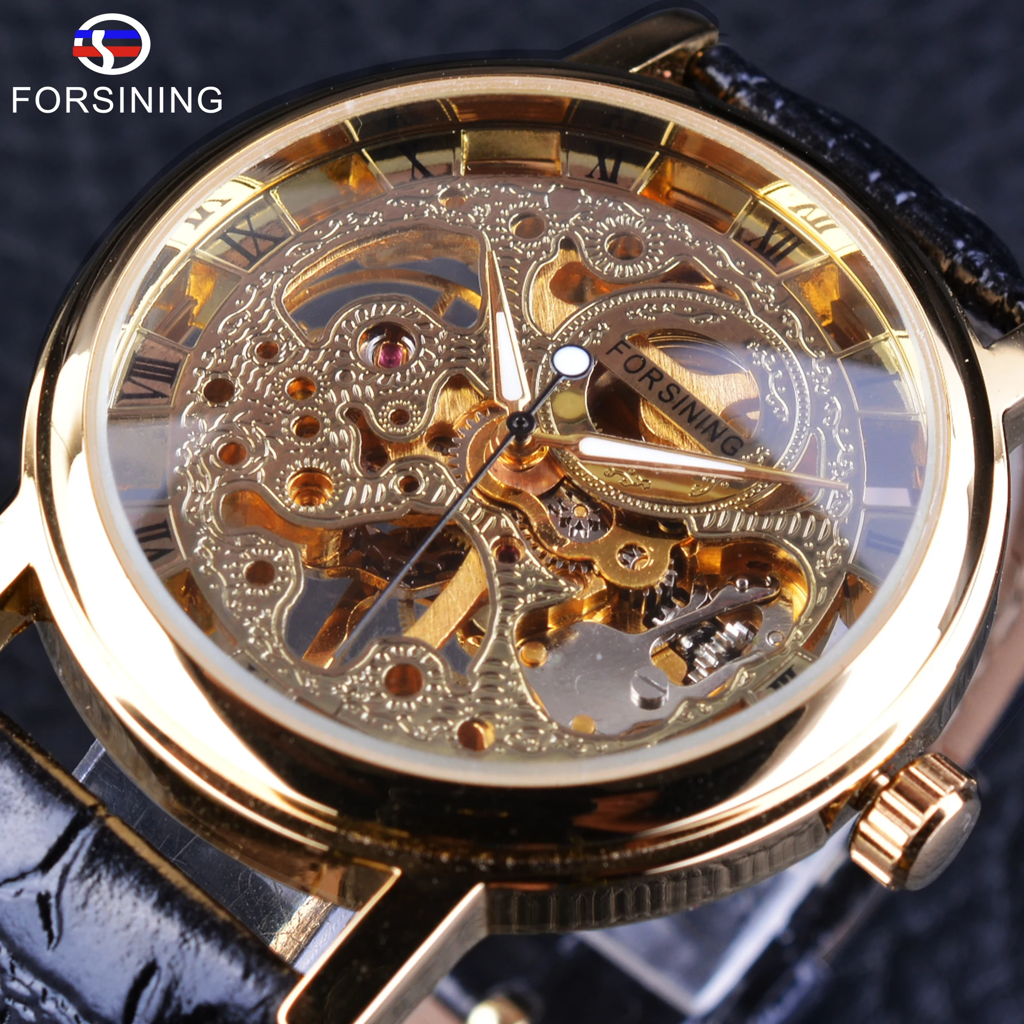 Часы наручные Forsining Мужские механические брендовые Роскошные модные