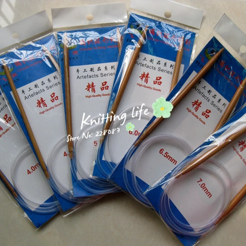 Спицы для вязания из карбонизированного бамбука 32 дюйма (80 см) 12 размеров|knitting