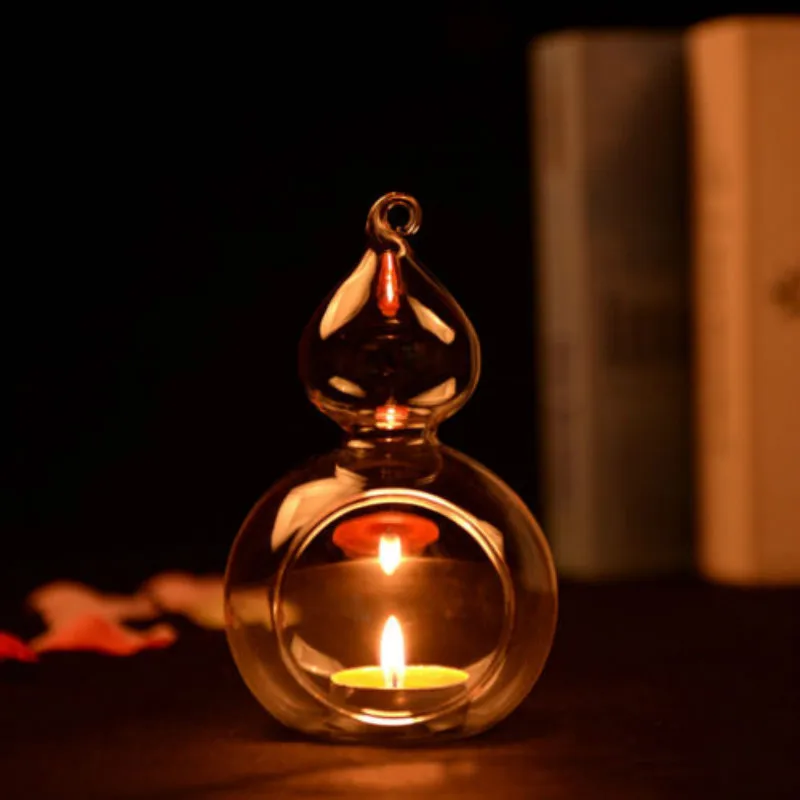 Подвесной прозрачный стеклянный глобус кукурбит подсвечник для чая подвесной