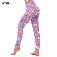kyku brand unicorn leggings women leggins fitness legging sexy high waist push up shiny 3d printed rainbow pants star cat donuts