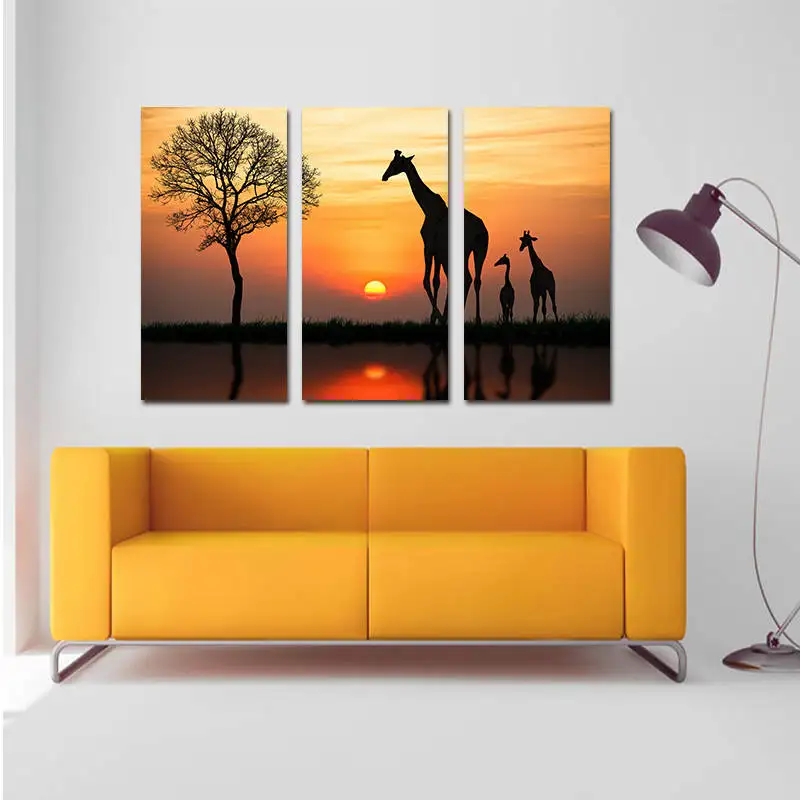 3 Pcs Animal Giraffes Oil Painting On Canvas HD Print Pictures Modular Work Art Poster for Home Living Room No Frame | Дом и сад
