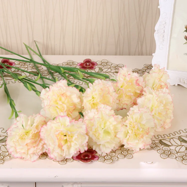 Beige CHENCHENG 1 шт. 53 см шелк искусственный цветок гвоздики поддельные цветы День благодарения Матери Подарок для домашнего декора - Цвет: Beige