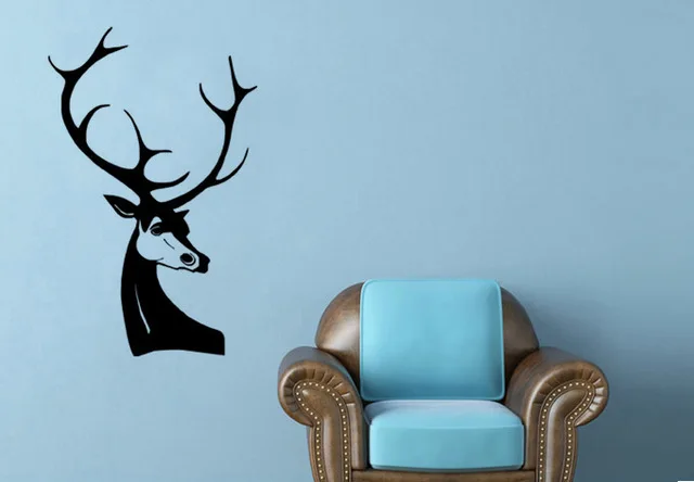 

Hot Selling Art Design Deer Head Wall Sticker DIY Removable Vinyl Deer Head Wall Sticker For Living Room Bedroom DecorationY-716