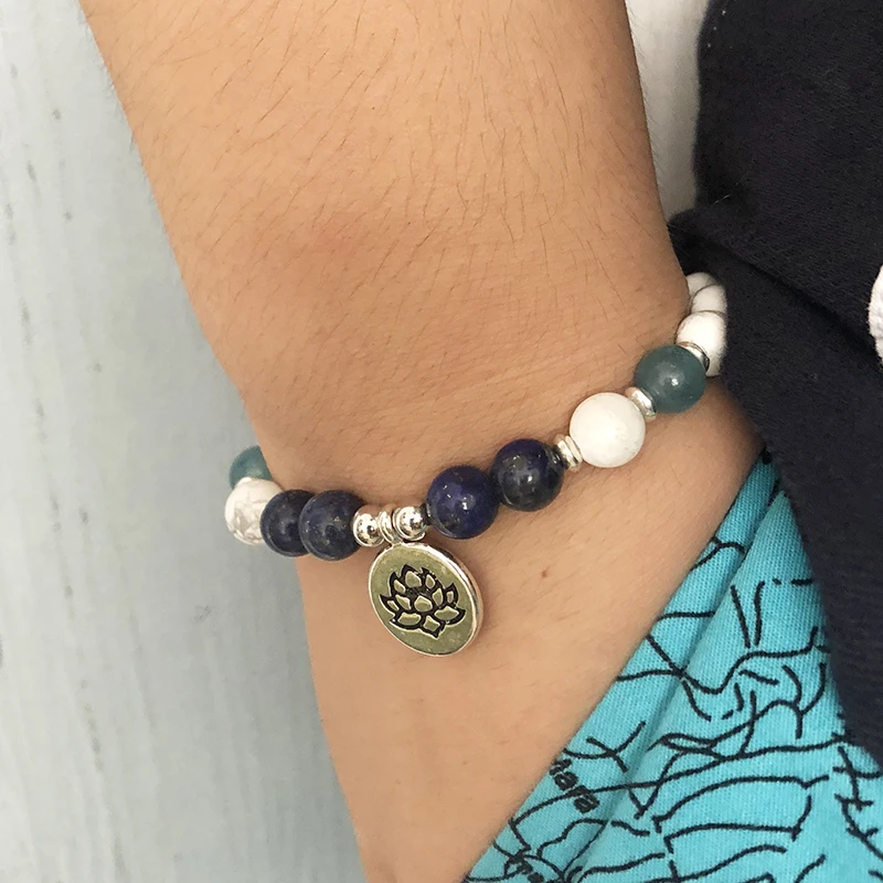 Браслет Howlite &amp Lapis Lazuli браслет из бисера Mala Исцеляющие кристаллы для творчества