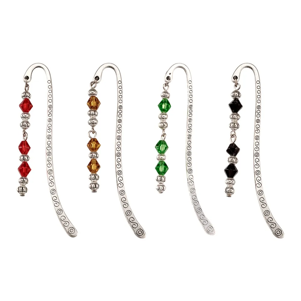 10 шт. закладки/шпильки в тибетском стиле со стеклянными бусинами смешанные цвета