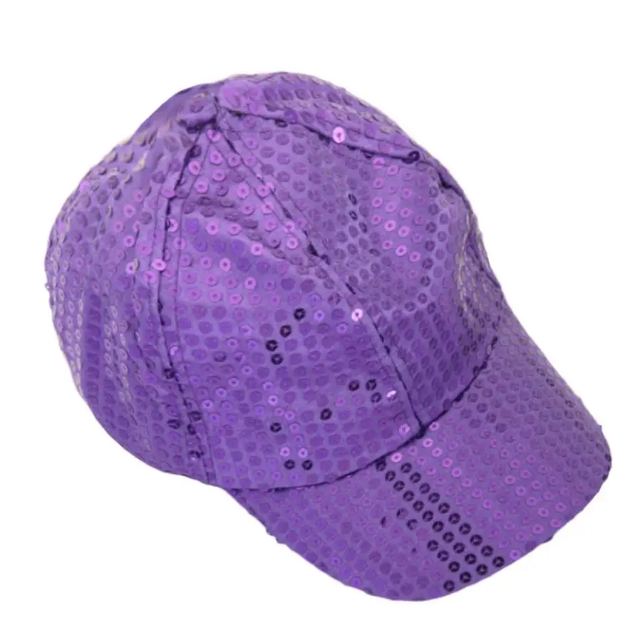 Purple Осень-лето, блестящие бейсбольные кепки с блестками, детские шапки для девочек, 9 цветов, шляпы с застежкой сзади кепка для детей, для мальчиков и девочек, Casquette Gorra - Цвет: Purple