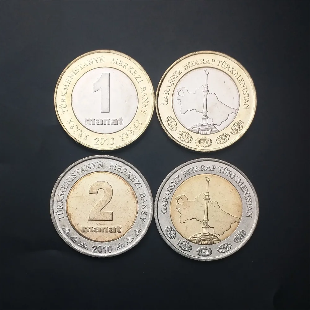 Комплект из 2 монет 1 маната UNC без тиража 2010 Монументальная башня настоящая