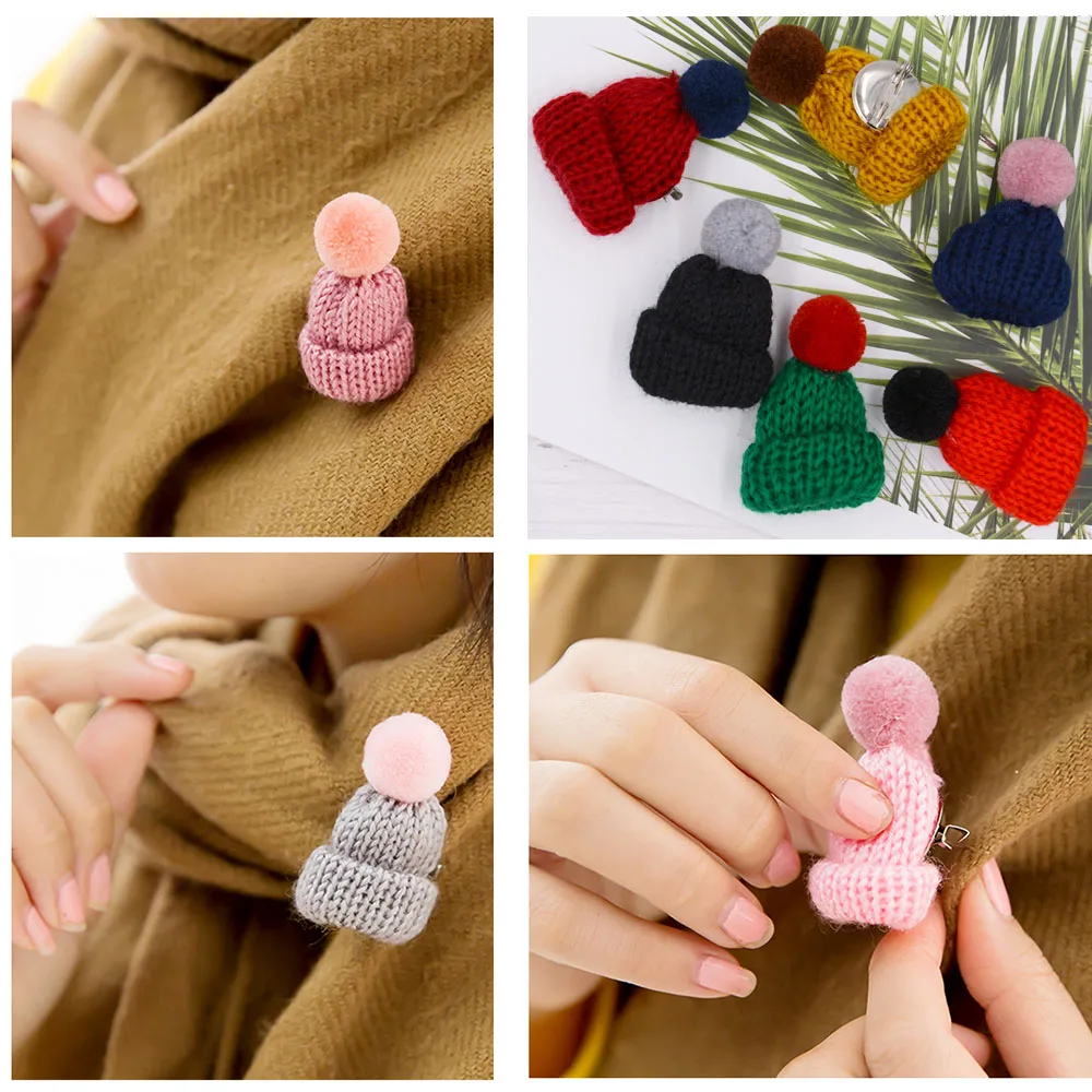 Милый мини шерстяной меховый шар брошь шляпа заколка для женской одежды модные