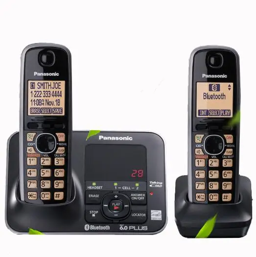 Two Handsets Цифровой беспроводной телефон с bluetooth ответной машиной Handfree Голосовая почта с подсветкой lcd беспроводной телефон для офиса дома черный - Цвет: Two Handsets