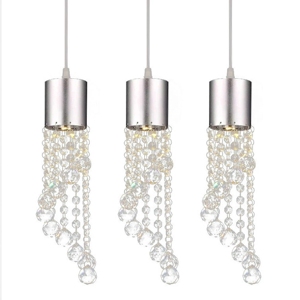 MAMEI Free Shipping Modern Crystal Aluminum Pendant Lamp 3 Light Island Kitchen 110-240V Voltage | Освещение